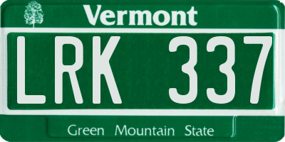VT license plate LRK337