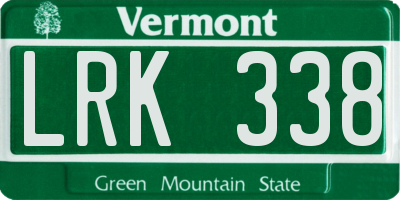 VT license plate LRK338