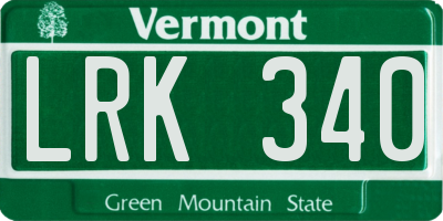 VT license plate LRK340