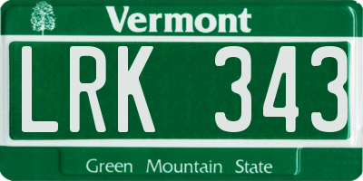 VT license plate LRK343