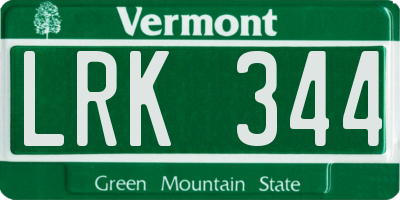 VT license plate LRK344