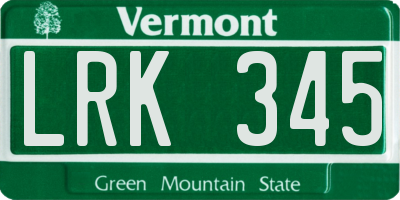 VT license plate LRK345