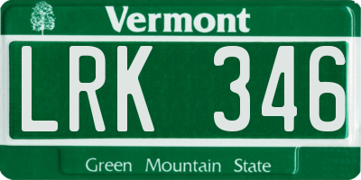 VT license plate LRK346