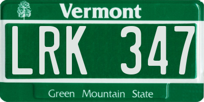 VT license plate LRK347