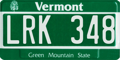 VT license plate LRK348
