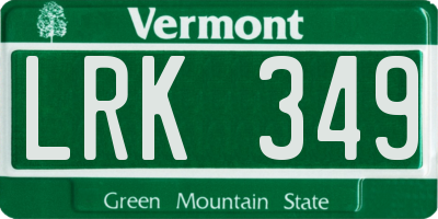 VT license plate LRK349