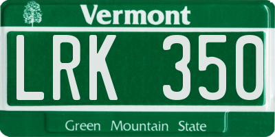 VT license plate LRK350