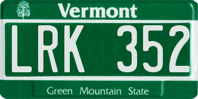 VT license plate LRK352