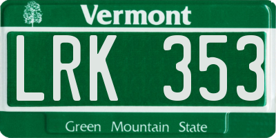 VT license plate LRK353