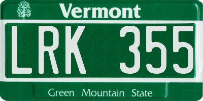 VT license plate LRK355