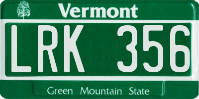 VT license plate LRK356