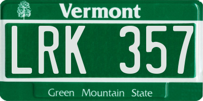 VT license plate LRK357