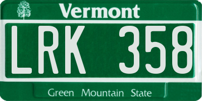 VT license plate LRK358