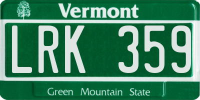 VT license plate LRK359