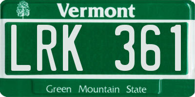 VT license plate LRK361