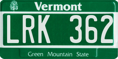 VT license plate LRK362
