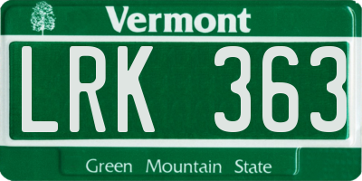 VT license plate LRK363