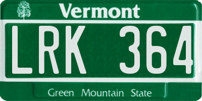 VT license plate LRK364