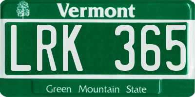 VT license plate LRK365