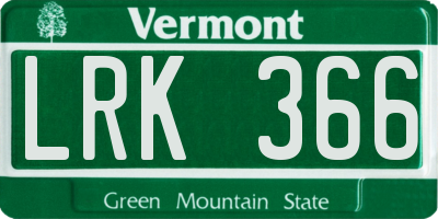 VT license plate LRK366