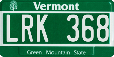 VT license plate LRK368