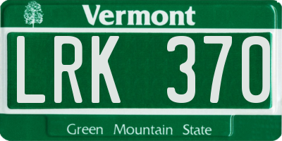 VT license plate LRK370
