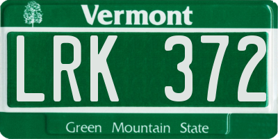 VT license plate LRK372