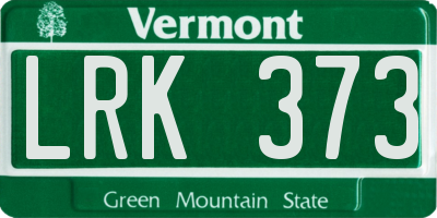 VT license plate LRK373