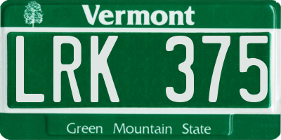 VT license plate LRK375