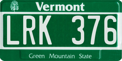 VT license plate LRK376