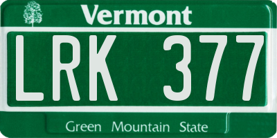 VT license plate LRK377