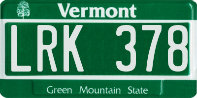VT license plate LRK378