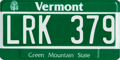 VT license plate LRK379