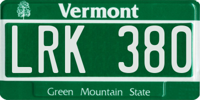 VT license plate LRK380