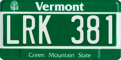 VT license plate LRK381