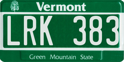 VT license plate LRK383