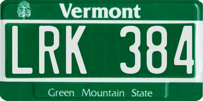 VT license plate LRK384