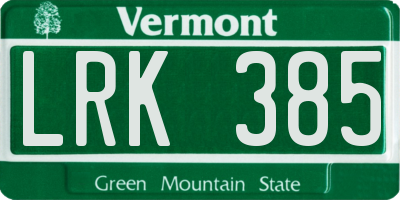 VT license plate LRK385