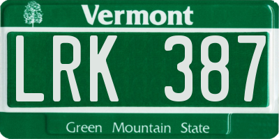 VT license plate LRK387