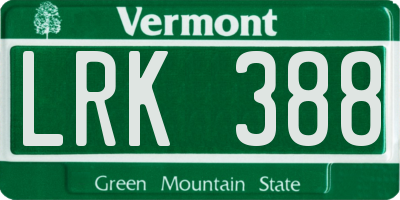 VT license plate LRK388