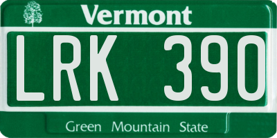 VT license plate LRK390