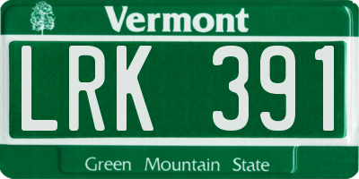 VT license plate LRK391