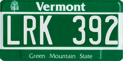 VT license plate LRK392