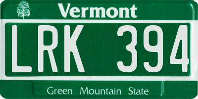 VT license plate LRK394
