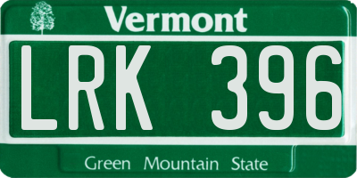 VT license plate LRK396