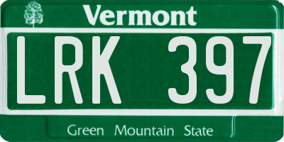 VT license plate LRK397