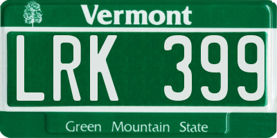 VT license plate LRK399