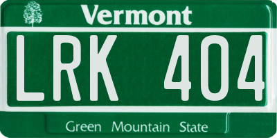 VT license plate LRK404