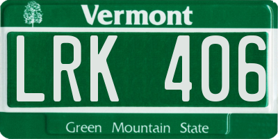 VT license plate LRK406