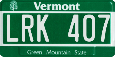 VT license plate LRK407